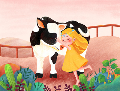 牛 uiux 人物 发现 可爱 小女孩 挑战 插图 插画设计 流行 牛 界面 角色
