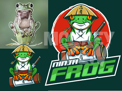 ninja frog mascot logo design