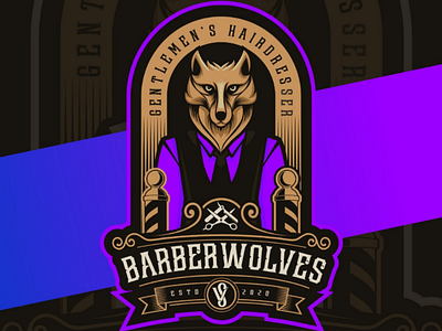 Barber Wolves Logo Design wolves logo