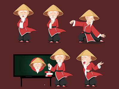 Sensei, the master of Kungfu character design charachter chinese design fun guru illustration kungfu mascot