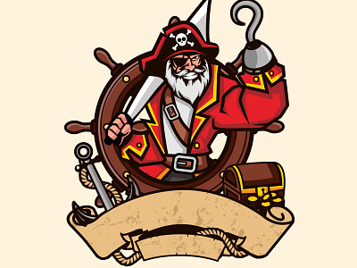 Pirate character logo design charachter design fun illustration pirate sea vector