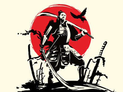 samurai ink sketch charachter illustration mascot mascot logo ronin samurai