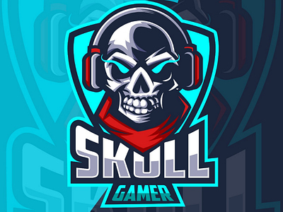 Skull gamer e-sport logo design