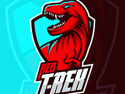 T-Rex mascot e-sport logo angry dinosaurs esport game gamer logo mascot red t rex twitch