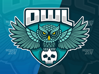 Owl with Skull mascot e-sport logo design