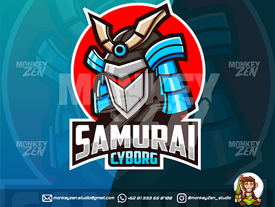 Samurai Cyborg mascot esport logo design charachter cyborg e sport esport game gamer logo mascot samurai sport vector