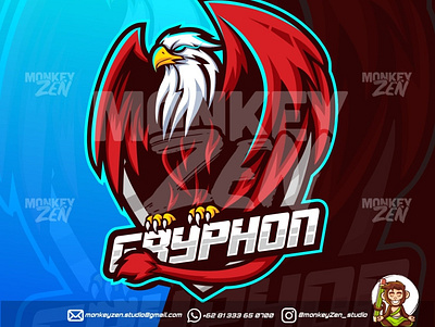 gryphon mascot esport logo design charachter e sport eagle esport game gamer gryphon logo mascot sale sport vector