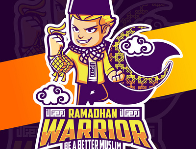 ramadhan warrior, muslim tshirt design *old design cartoon charachter e sport esport game hero logo mascot muslim ramadan kareem ramadhan twitch