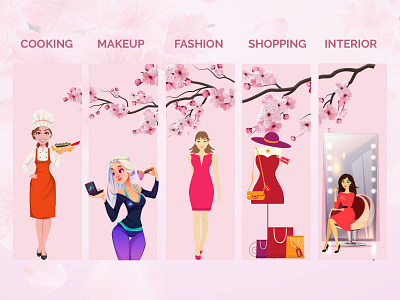 Girls Product Related Banner banner banner design banners cook cooking fashion fashion brand fashion design girl illustration girls makeup makeup artist shopping shopping banner