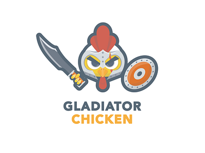 Gladiator Chiken branding chicken fighter flat design flatdesign gladiator icon illustration logo modern design shield simple sword sword logo typography ui vector war