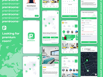 Premirooms Mobile Apps booking design flat design hotel illustration room booking travel ui ux