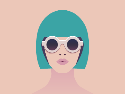 Persona fashion flat girl illustration mod persona round glasses vector