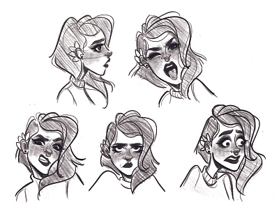 Lily Expression Sheet cartoon cartoon character cartoon design cartoon illustration character art character concept character design character development concept art concept design facial expressions game art illustration rough sketch sketch sketchbook visdev