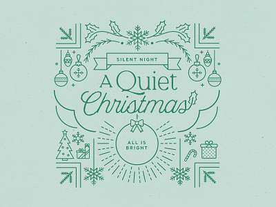 A Quiet Christmas christmas gift holly illustration lineart lines ornaments series series art snowflake tree typography