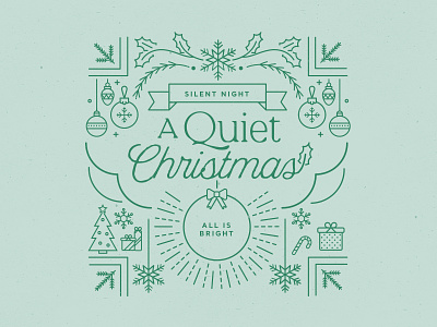 A Quiet Christmas christmas gift holly illustration lineart lines ornaments series series art snowflake tree typography