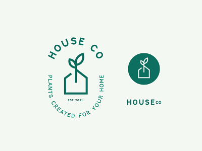 House CO brand branding clean home house logo mark plant simple vector