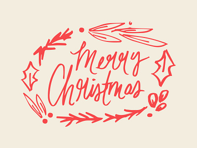 Merry card christmas hand holiday illustration lettering