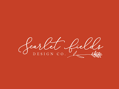 Scarlet Fields brand design drawing floral logo mark script