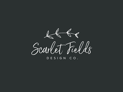 Scarlet Fields branding design drawn fields floral hand logo mark scarlet