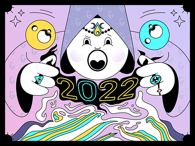 New Year Sorcery 2022 amazing globe hat illustration illustrator line lineart magic new newyear reveal vector year