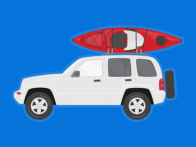 Vacation Time! illustration jeep kayak vacation