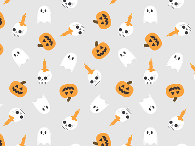 Halloween Pattern candle ghost halloween illustration pattern pumpkin skull spooky