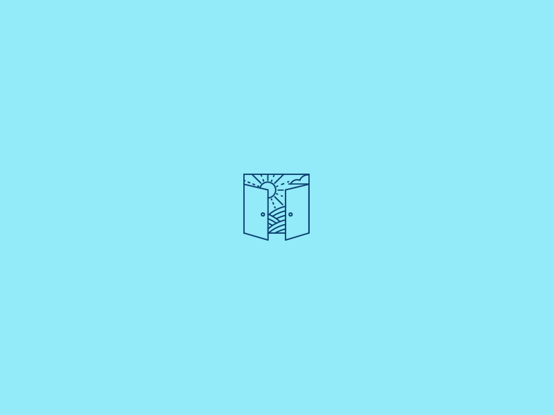 No Wrong Doors letter t outline illustration door landscape line logo