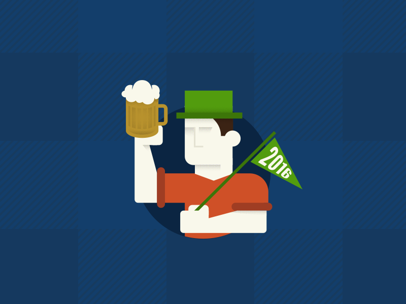 Oktoberfest character flag mid century modern vintage beer man illustration