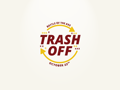 Trash Off Logo v2 axe branding charity emblem event football logo recycle sports trash