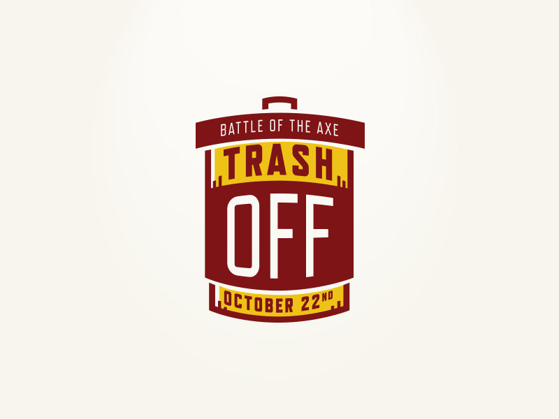 Trash Off Logo v3 screen print axe branding event charity recycle emblem football sports logo trash