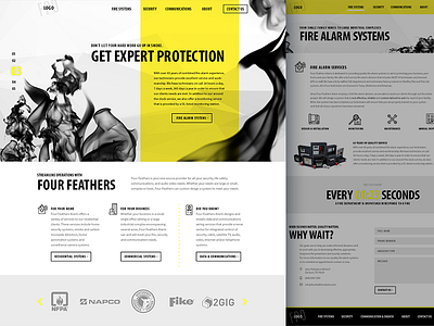 Fire & Security Alarm Website fire home page icons logo modern security smoke ui ux web website