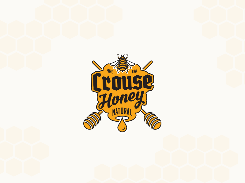 Uh-huh Honey lockup typography emblem logo local gold farm crest natural honeycomb bee honey