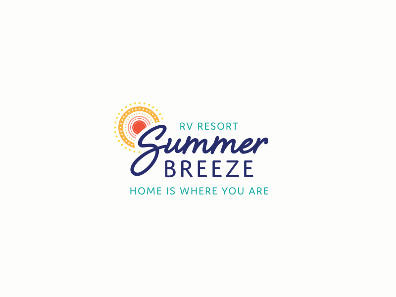Summer Breeze Logo script home resort rv sun mark branding logo