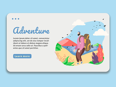 Adventure Landing Page flat illustration simple design ui design uiux web design website