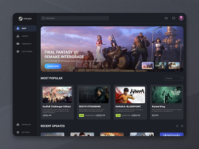 STEAM GAME UI design ui ux 设计