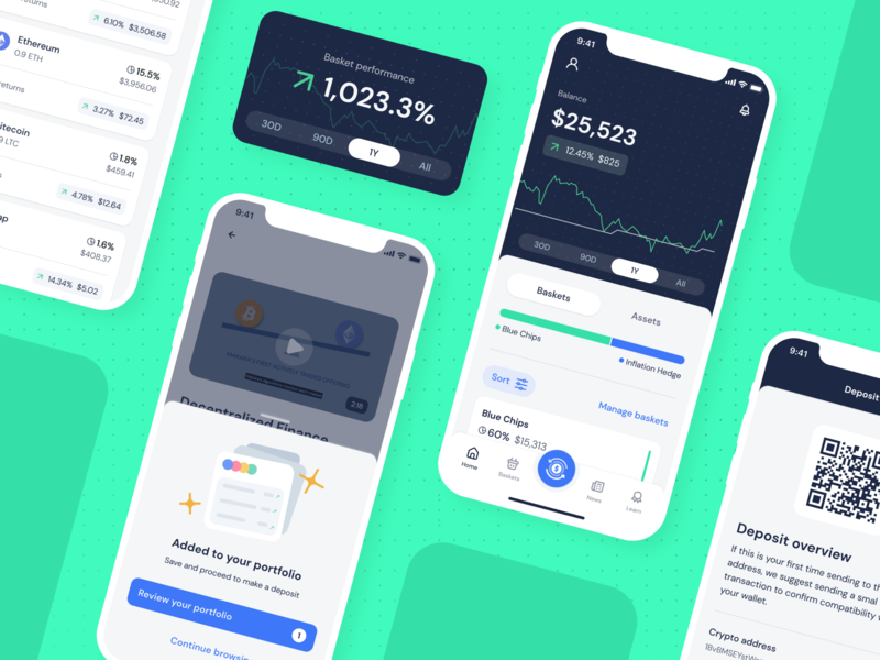 Makara — Cryptocurrency robo-advisor App app balance bitcoin crypto cryptocurrency design digital product etherum fintech invest investment investor line chart onboarding qr roboadvisor ui ui design ux z1