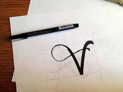 Personal Mark Process black brush design ink lettering logo mark pen personal process sketch