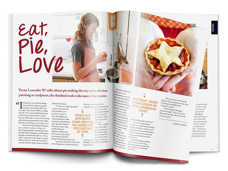 Eat, Pie, Love Spread paper grid print layout food clean editorial magazine type typography red photography