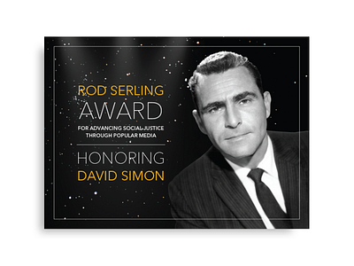 Rod Serling Award black black and white branding creative event film gold identity invitation invite retro vintage