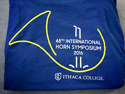 Quick logo for the 2016 International Horn Symposium blue college event french gold international logo logotype music new york school waterfall