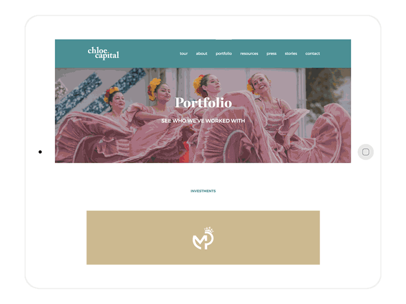 Chloe Capital VC firm website interaction design