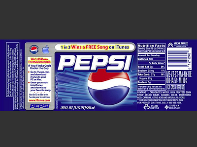 Pepsi Label Design (Million Free Songs Campaign) bottle design bottle label branding campaign itunes label design music design pepsi product design