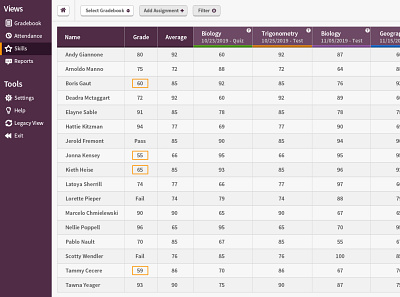 Gradebook UI app design ui ui design