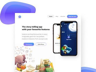 Bedtime story app website landing page app landing page product website ui ui ux ux web design