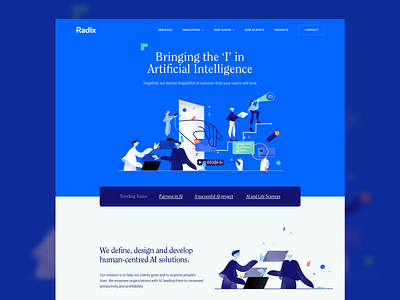 AI Landing Page agency artificial artificial intelligence hero homepage illustration landing landing page radix service startup website