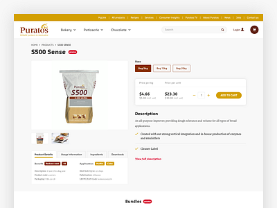 B2B Product Page – Puratos b2b b2b sales bakery before after conversation optimization ecommerce ecommerce design product product page puratos ux design