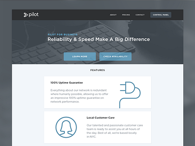 Pilot - Business Landing Page blue business fiber internet homepage landing page nyc