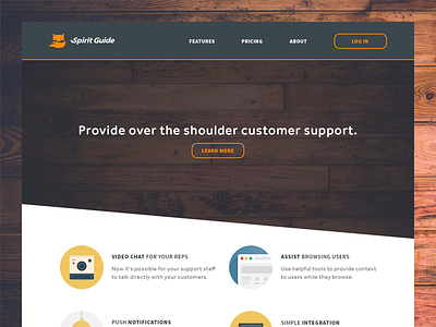 Customer Support Site cta customer features homepage icon landing orange page support