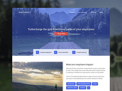 WIP - Homepage wellness startup blue gym hero homepage image landing page perks sports startup wellness