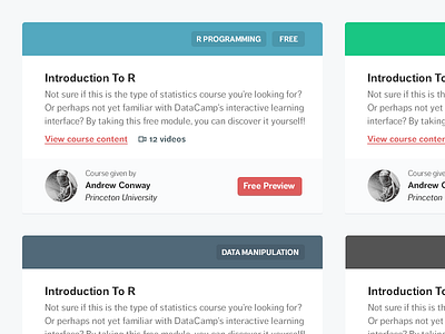 Datacamp - All courses card course design detail education labels material